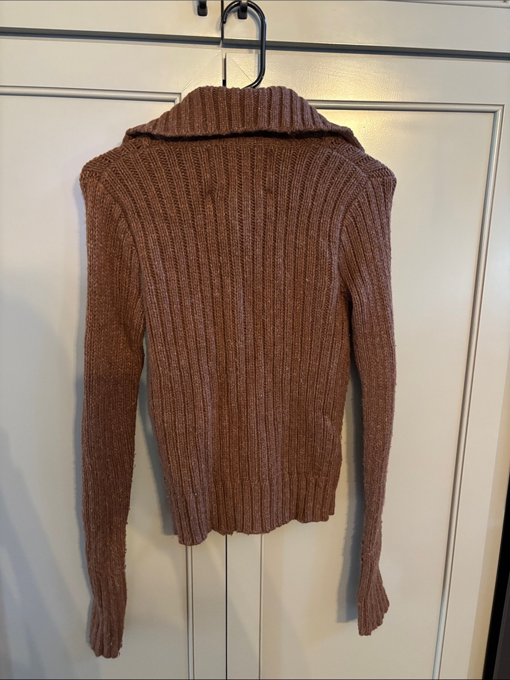 Y2K Hollister Women's Brown Cable-Knit Button down Cardigan L - Picture 4 of 4